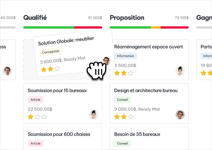 Tableau Kanban avec le curseur qui bouge