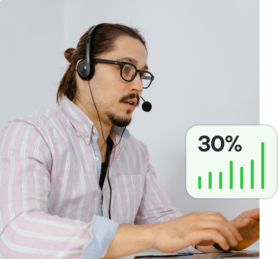 Personne du support client au téléphone